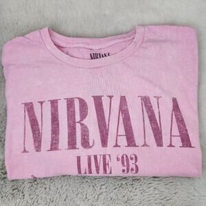Nirvana Urban Outfitters Acid Wash Pink Short Sleeve Cotton Graphic T-Shirt Top